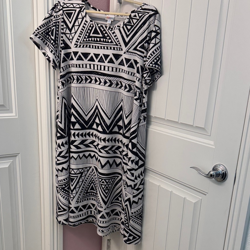 LuLaRoe Black and White Geometric High Low Dress
